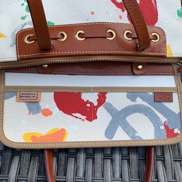 DOONEY & Bourke Painted Canvas Graffiti Shoulder Bag with Leather Trim - Picture 12 of 15